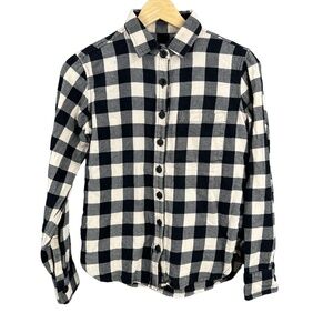 Tradlands Buffalo Plaid Flannel Shirt Black White 100% Cotton Made in USA XS